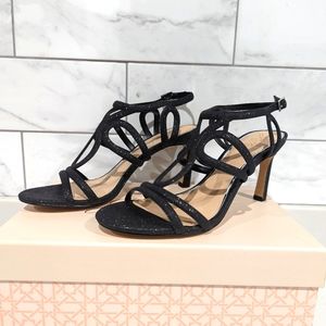 Jewel Badgley Mischka Black Strappy Heels
